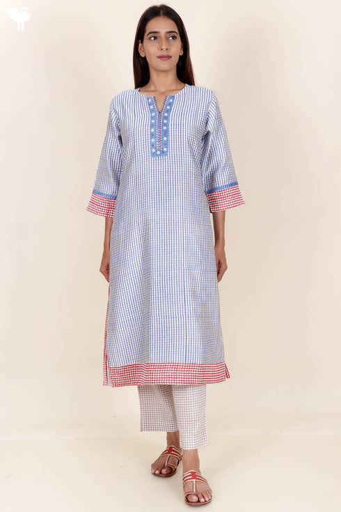 Chanderi Silk Kurta Pant And Dupatta Set In Block Print